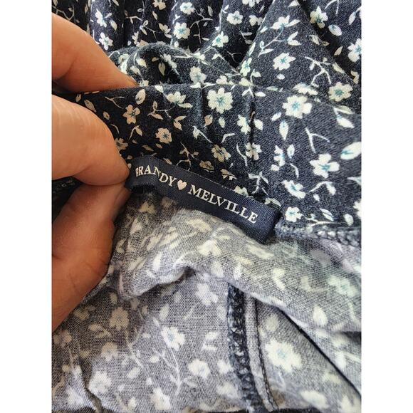 BRANDY MELVILLE Black White Floral Button Front Lightweight Maxi Skirt SZ M - Picture 5 of 9